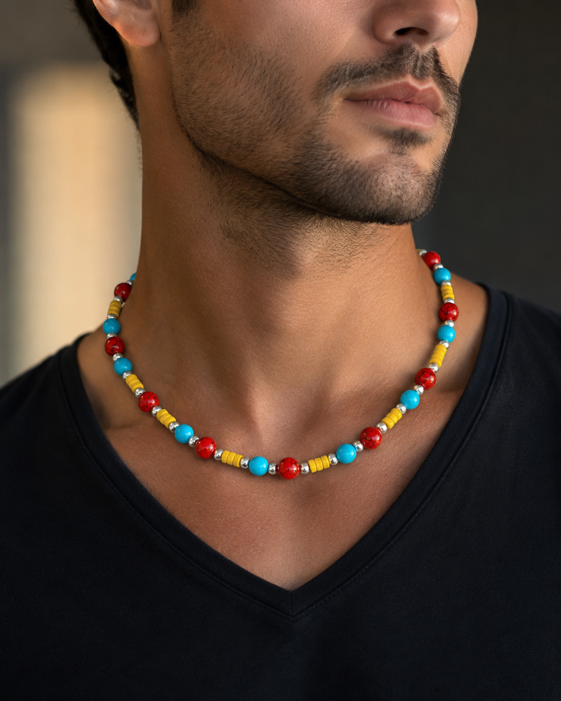 Men’s handmade semiprecious genuine gemstones and Sterling Silver