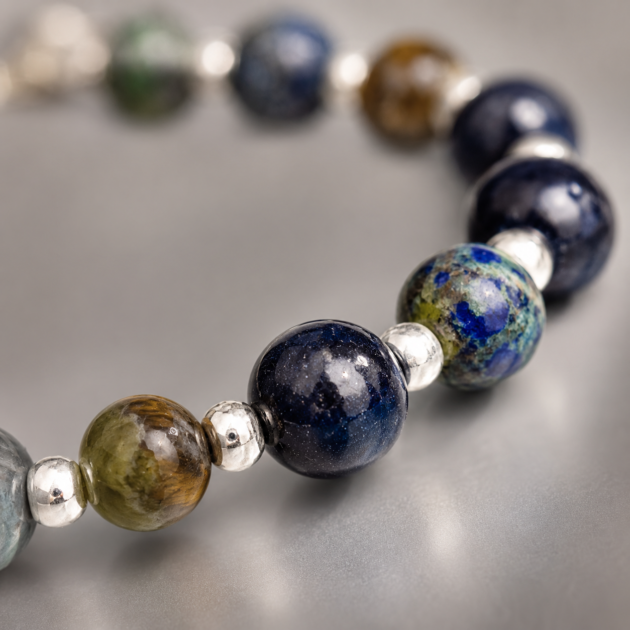 Men’s Blue Goldstone, Tiger Eye and Labradorite Necklace