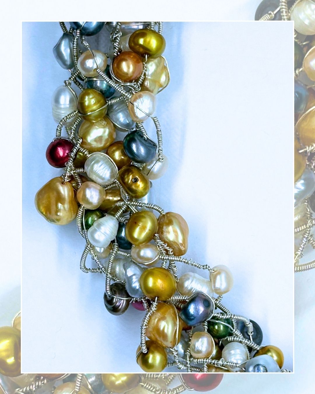 Pearly Lines - One -of -A -Kind  Sculptural Sterling Silver Necklace