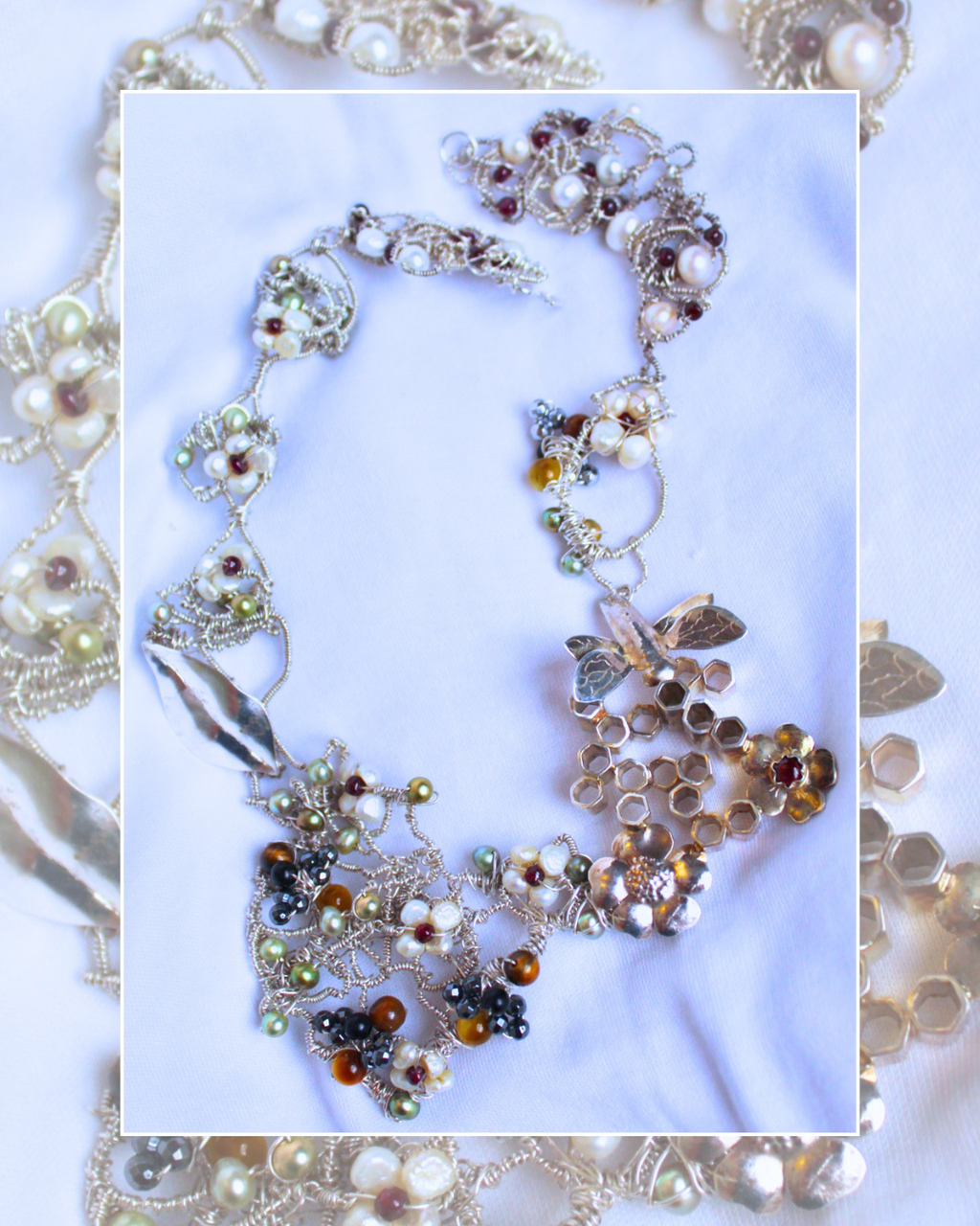 Beehives-One-Of-A-kind Silver Necklace