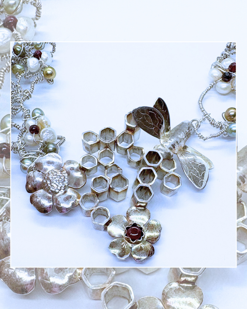 Beehives-One-Of-A-kind Silver Necklace