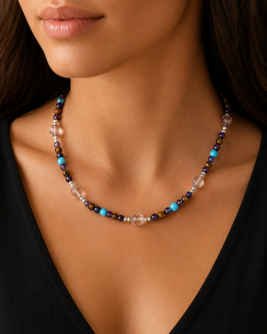 Woman’s Necklace Genuine Sterling Silver and gemstones Necklace