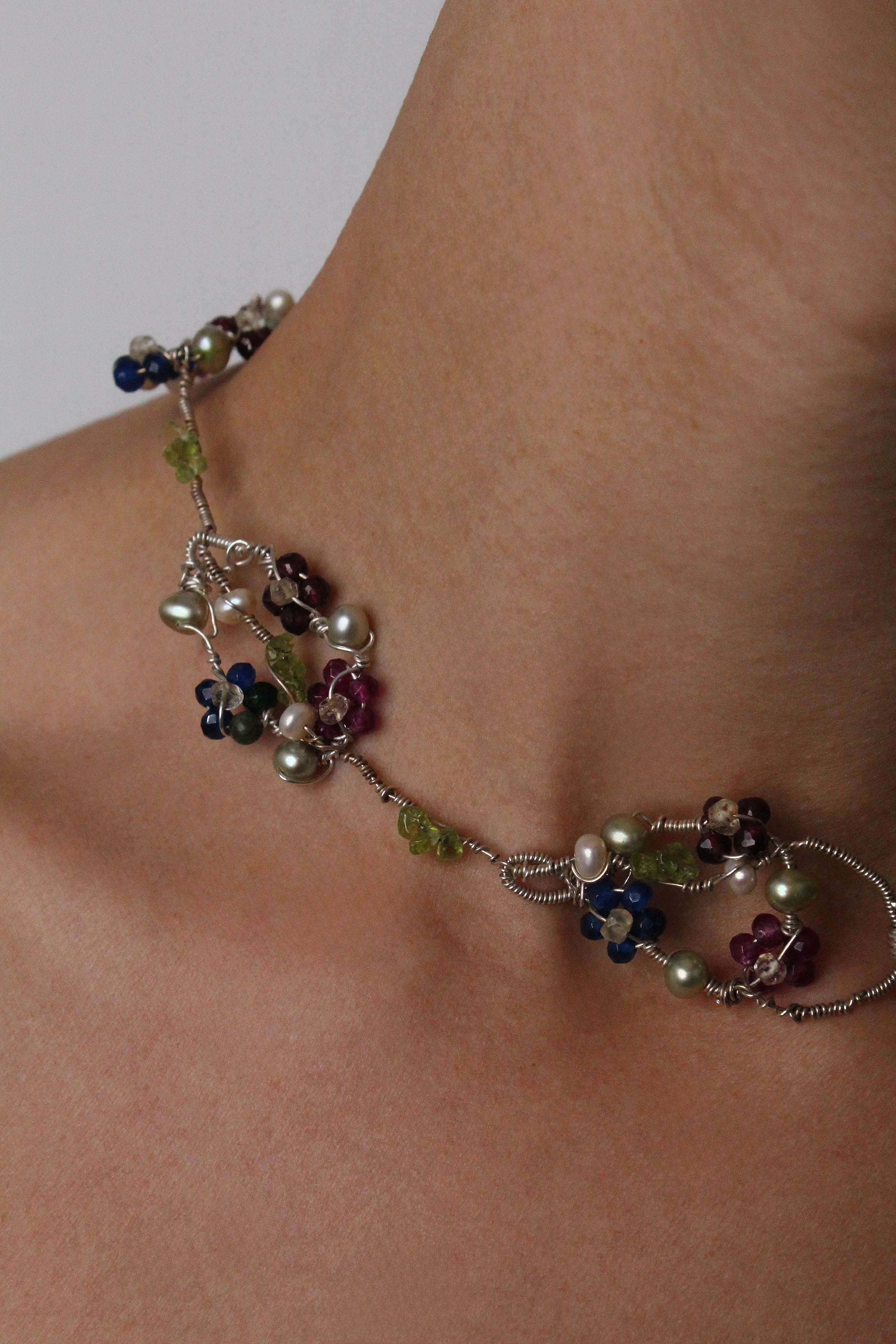 Flowery Circles- One-Of-A-Kind Sculptural Sterling Silver Necklace