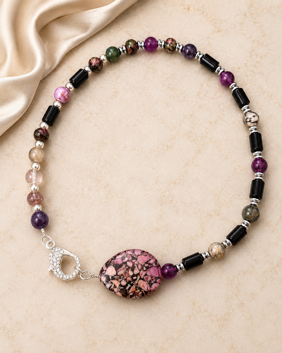 Pink Impression Jasper woman’s necklace