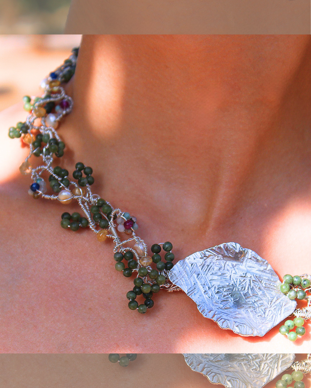 Summer Leaf - One-Of-A-Kind Sculptural Sterling Silver Necklace