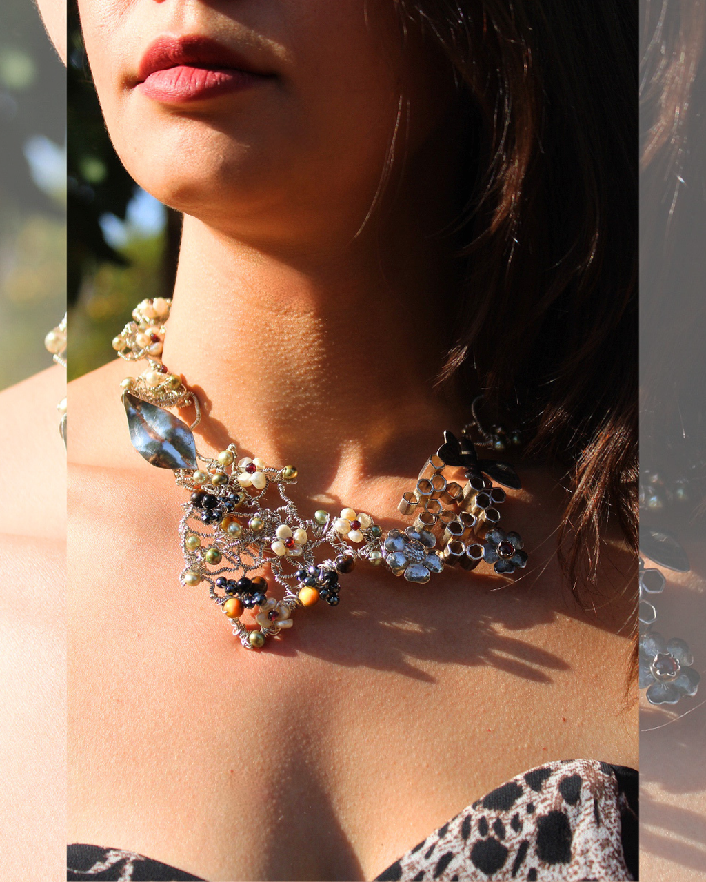 Beehives-One-Of-A-kind Silver Necklace