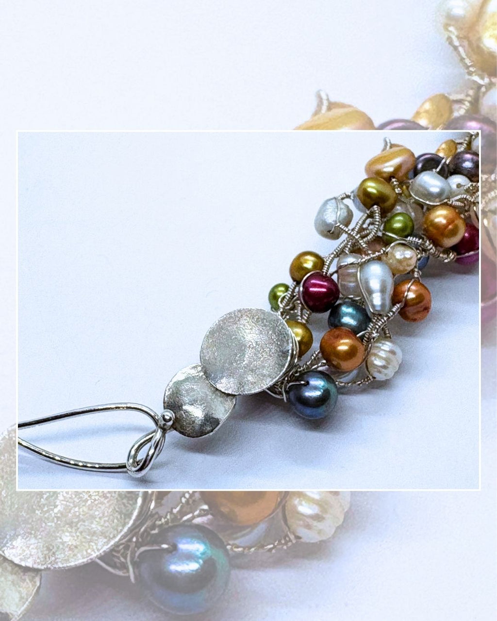 Pearly Lines - One -of -A -Kind  Sculptural Sterling Silver Necklace