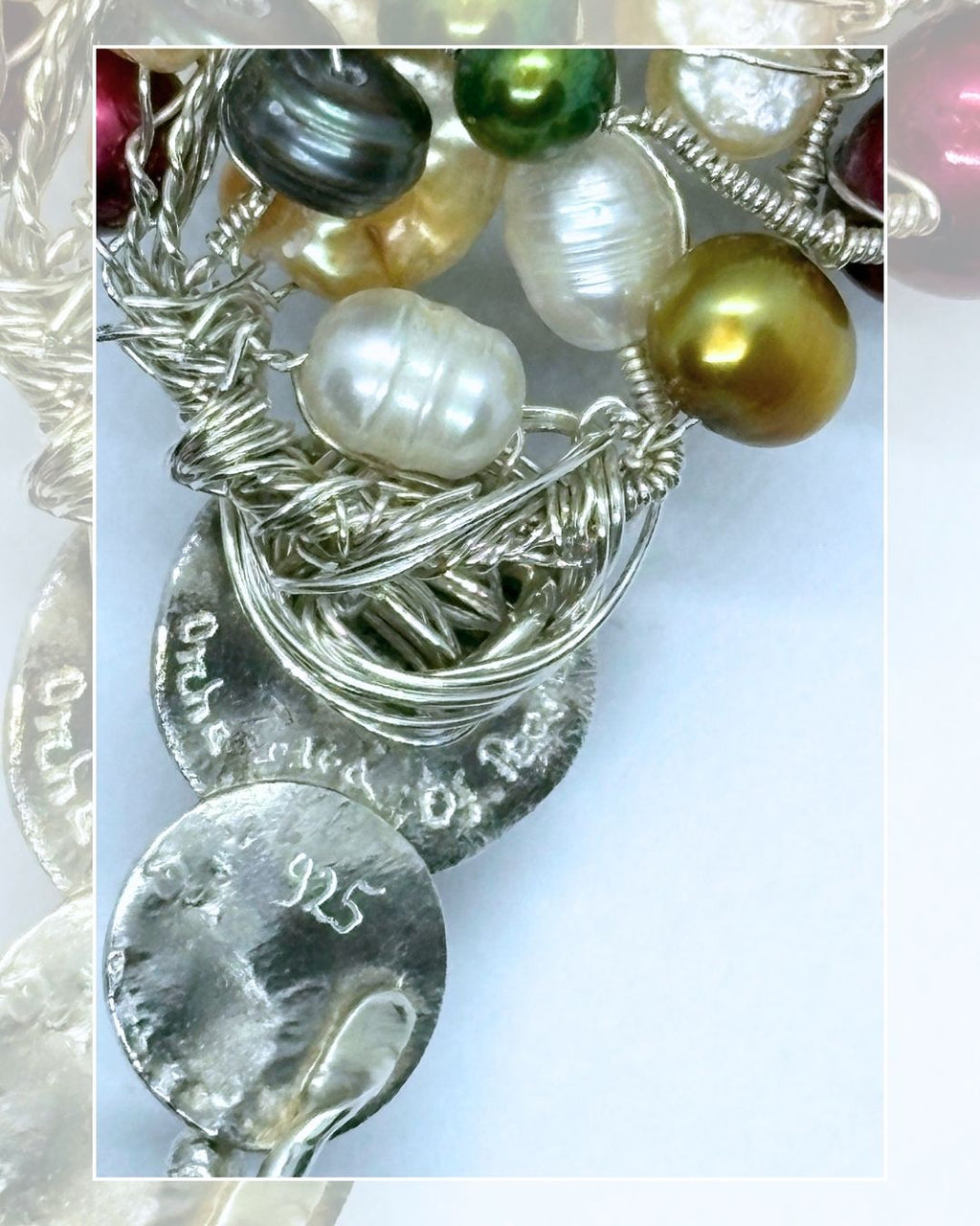 Pearly Lines - One -of -A -Kind  Sculptural Sterling Silver Necklace