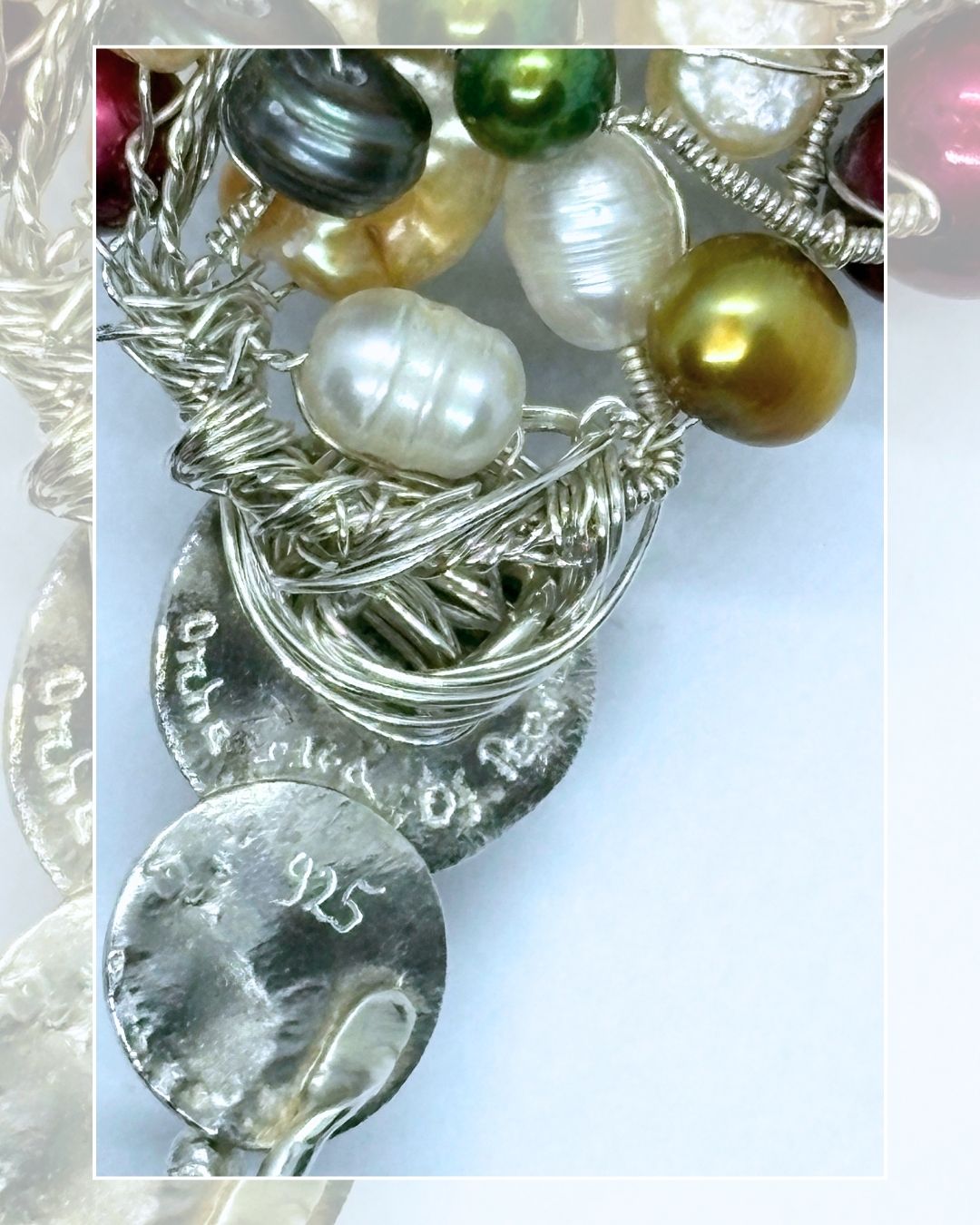 Pearly Lines - One -of -A -Kind  Sculptural Sterling Silver Necklace