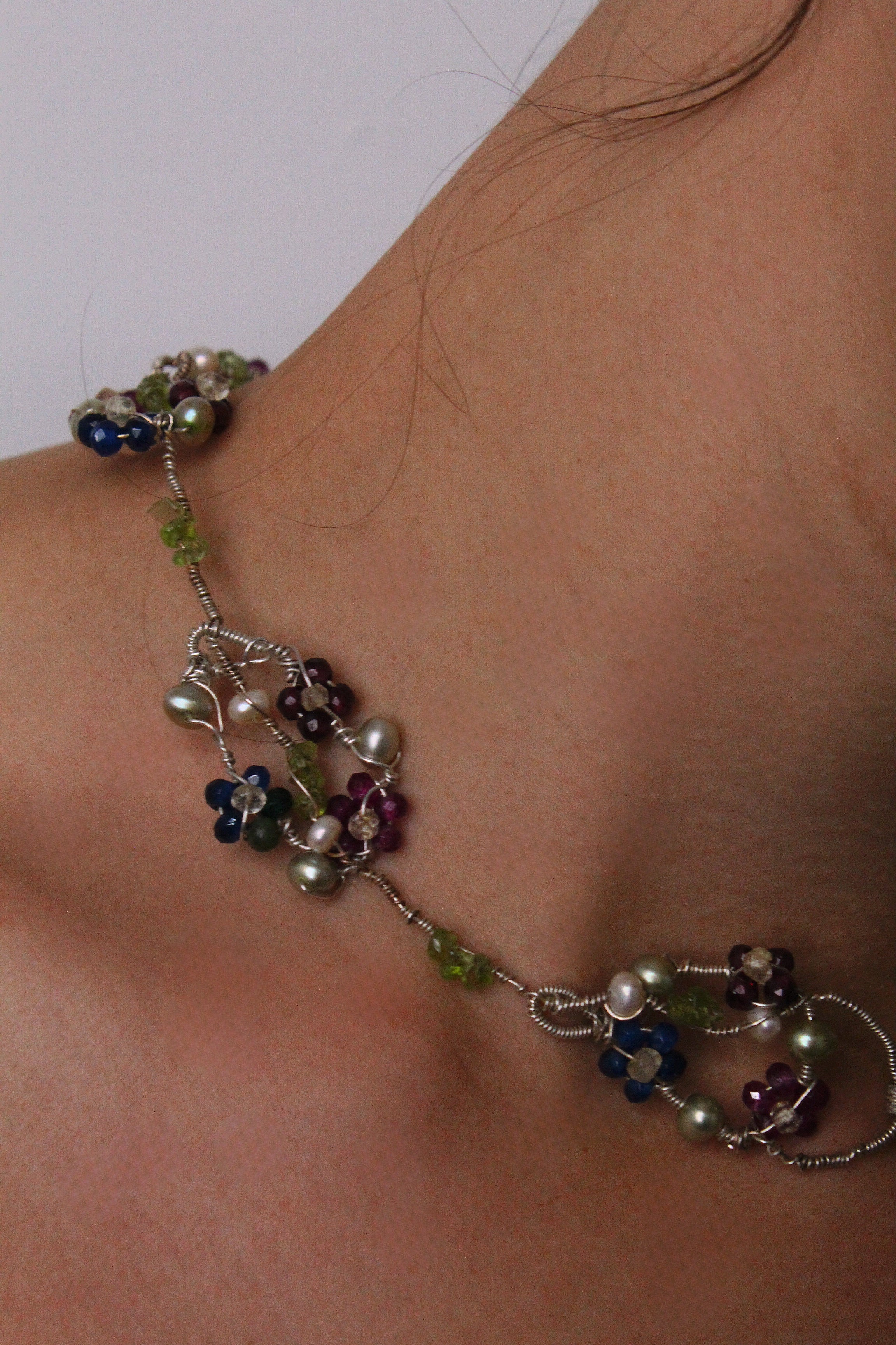 Flowery Circles- One-Of-A-Kind Sculptural Sterling Silver Necklace