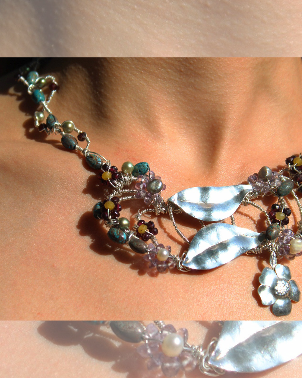 Autumn Leaves  One -Of-A-Kind Sculptural Sterling Silver Necklace