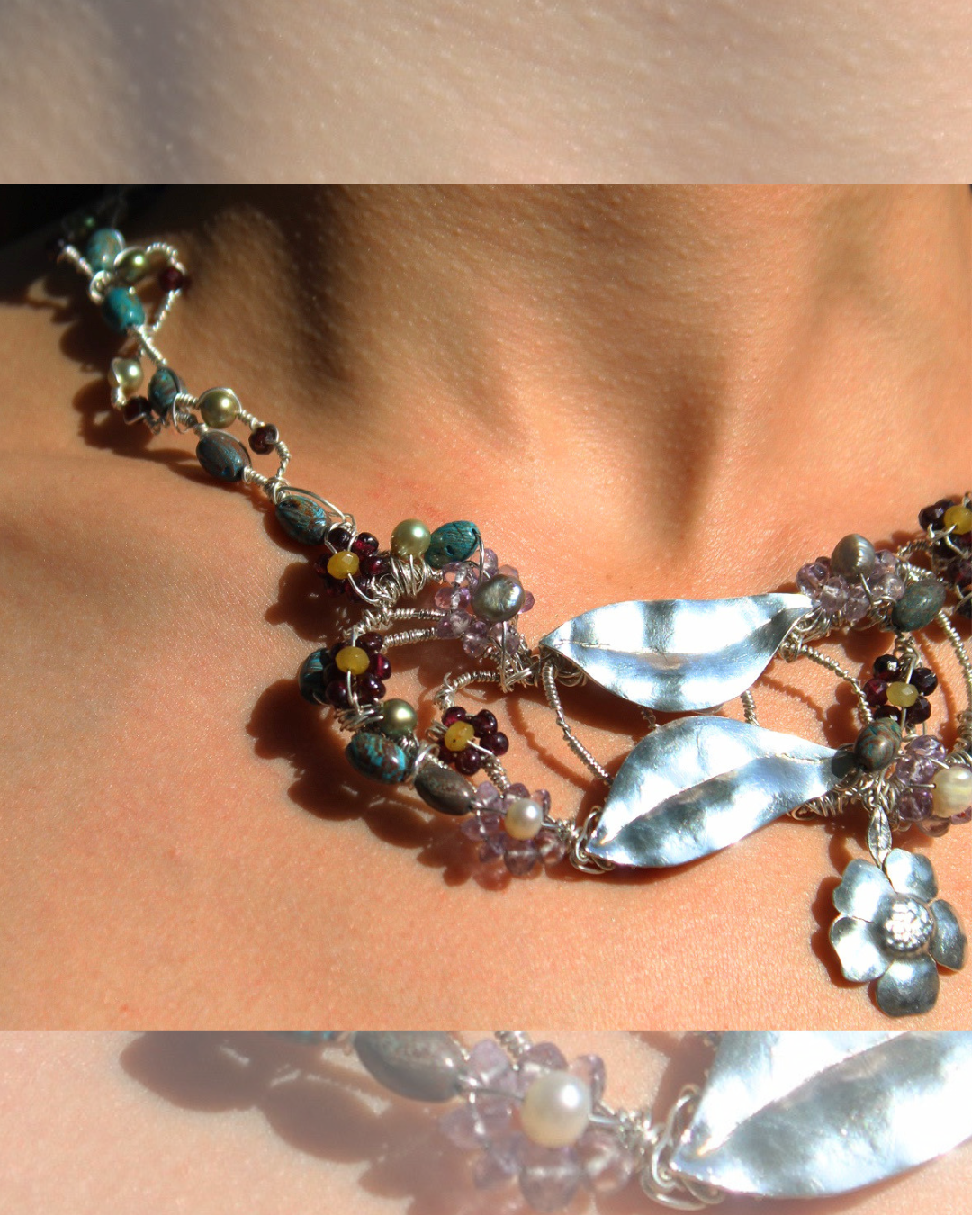 Autumn Leaves  One -Of-A-Kind Sculptural Sterling Silver Necklace