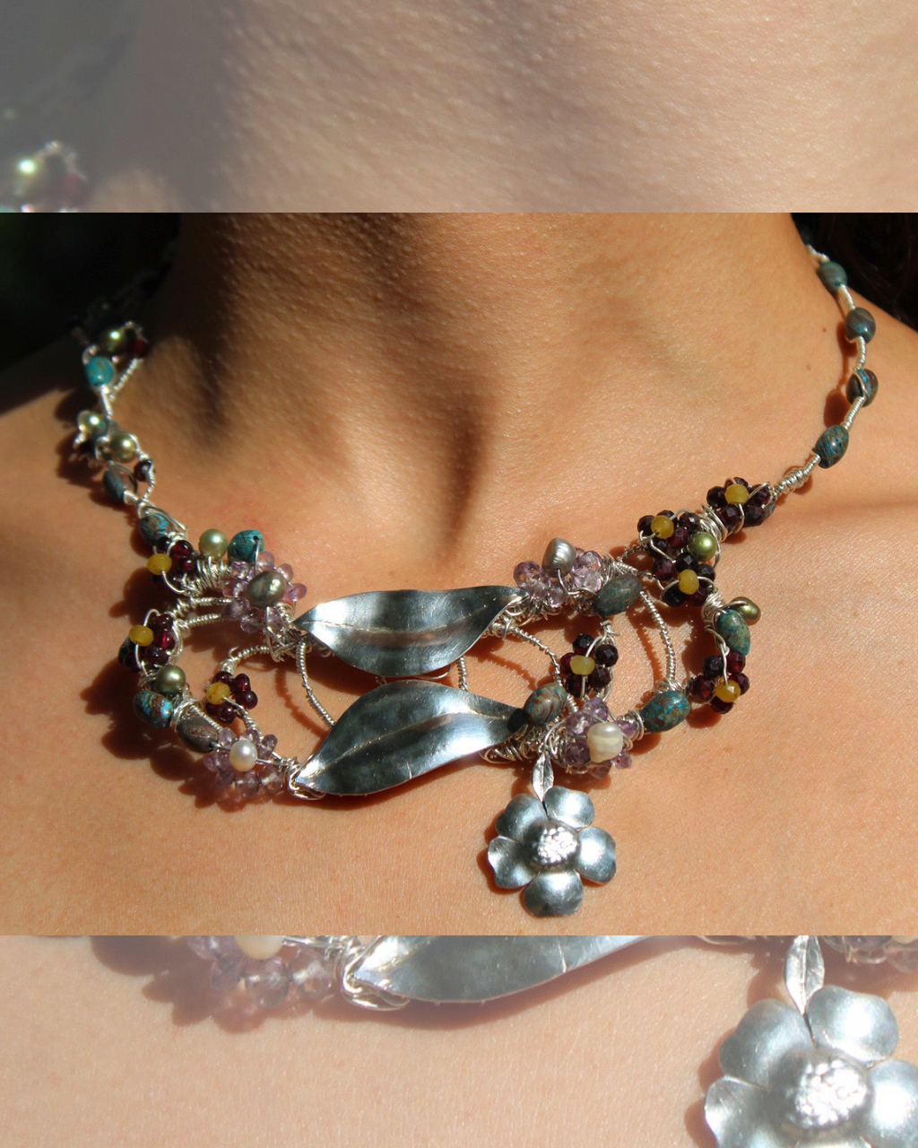 Autumn Leaves  One -Of-A-Kind Sculptural Sterling Silver Necklace