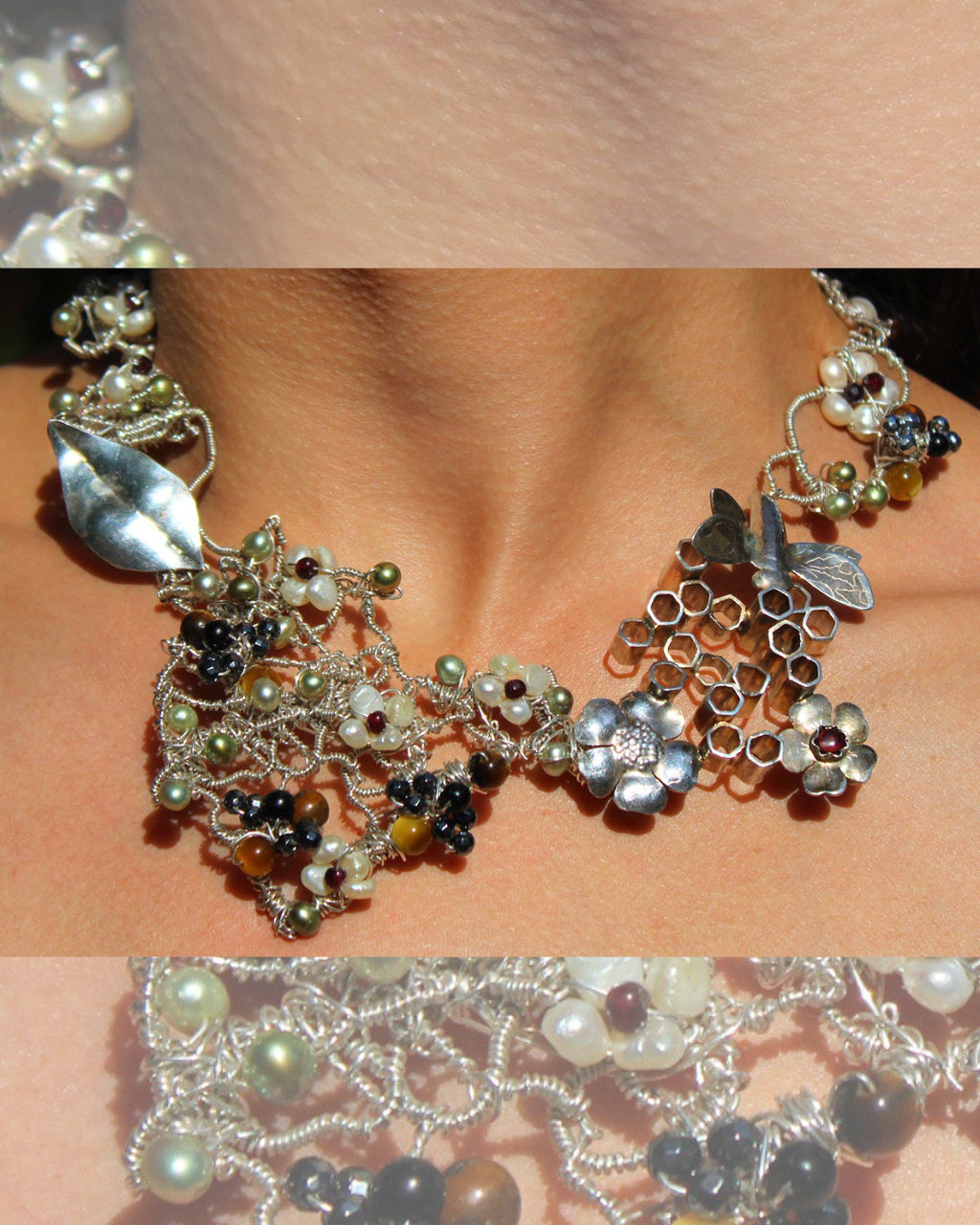 Beehives-One-Of-A-kind Silver Necklace