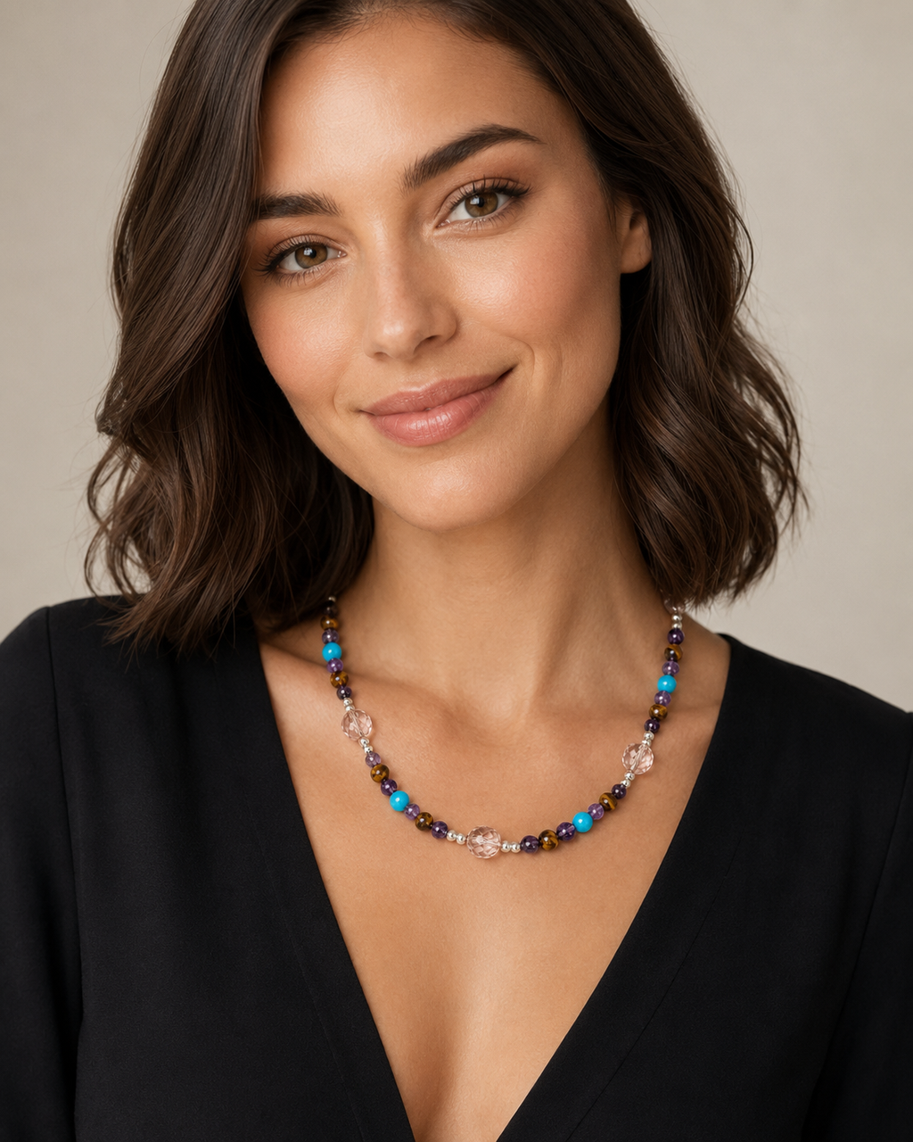 Woman’s Necklace Genuine Sterling Silver and gemstones Necklace