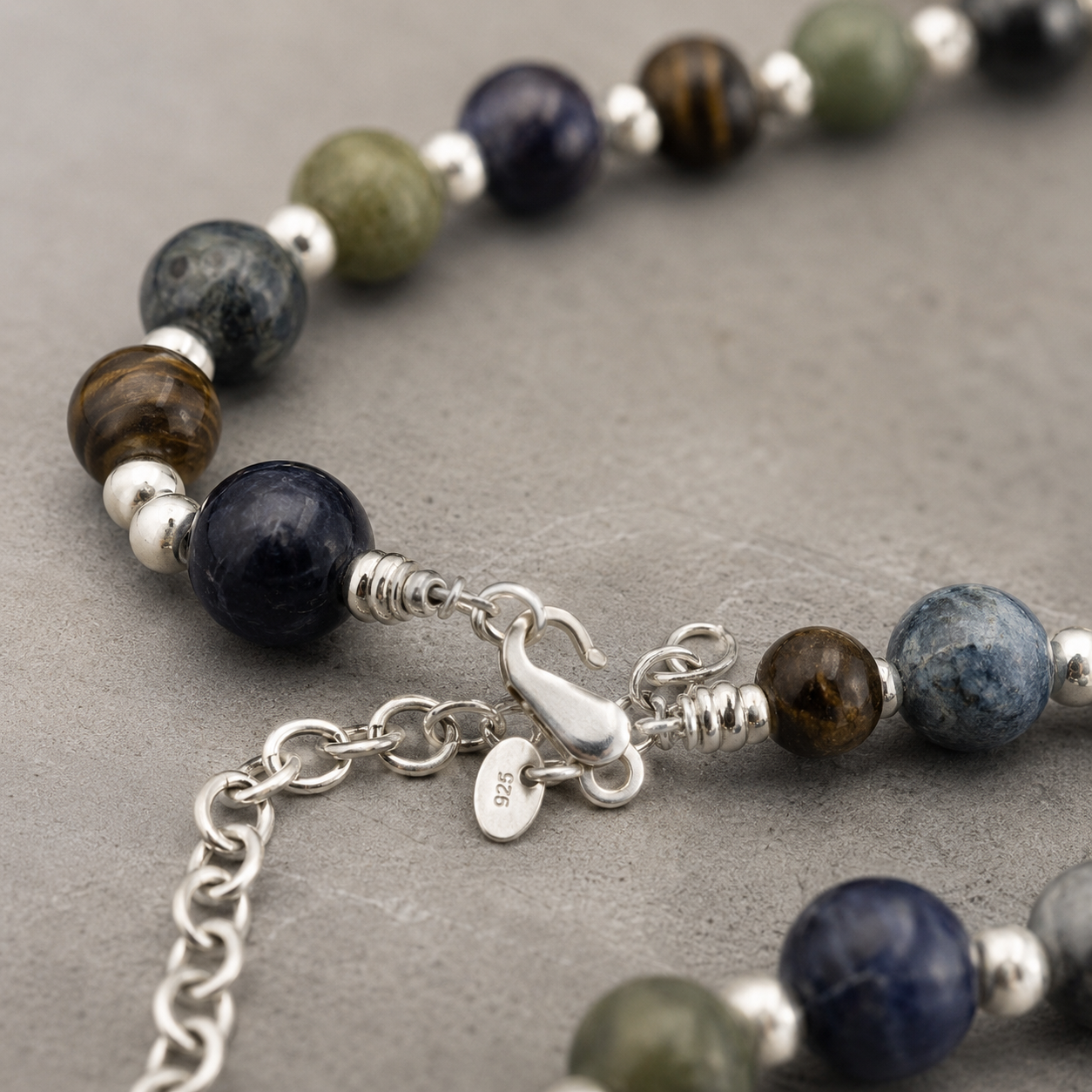 Men’s Blue Goldstone, Tiger Eye and Labradorite Necklace