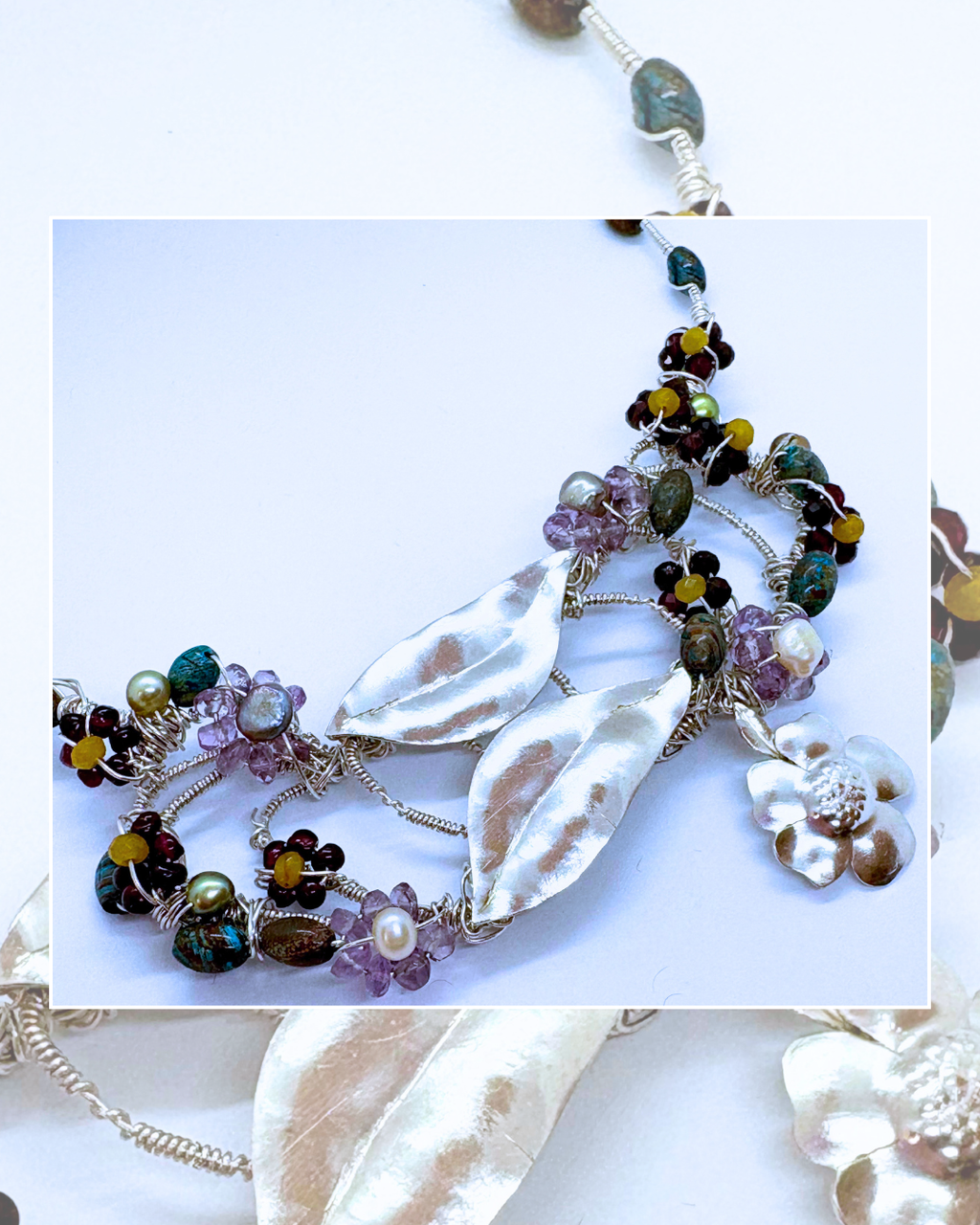 Autumn Leaves  One -Of-A-Kind Sculptural Sterling Silver Necklace