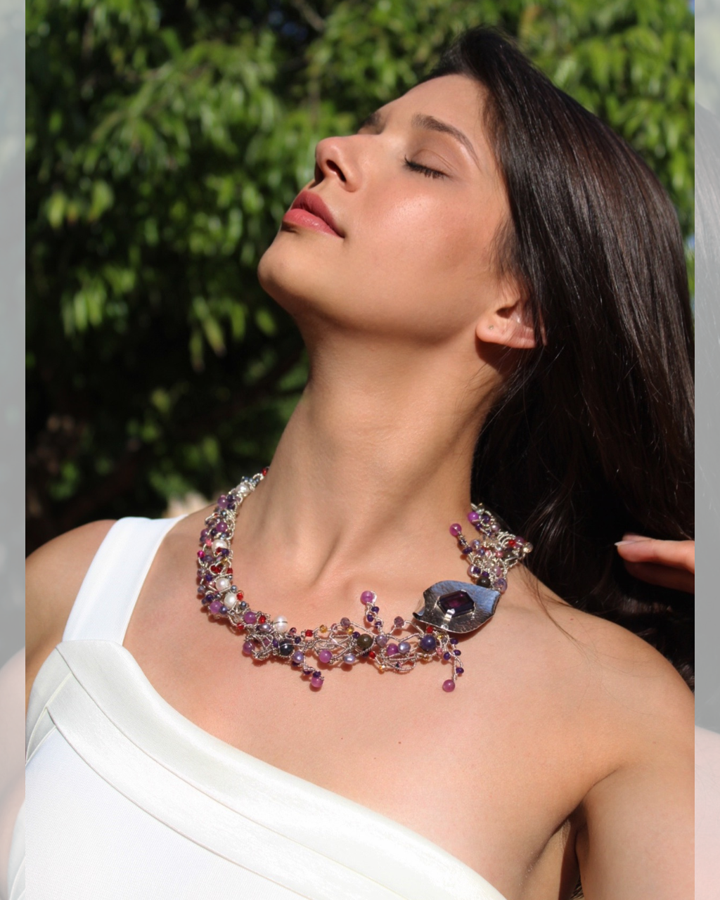 Spring Leaf ;One -Of-A-Kind Sculptural Sterling Silver Necklace
