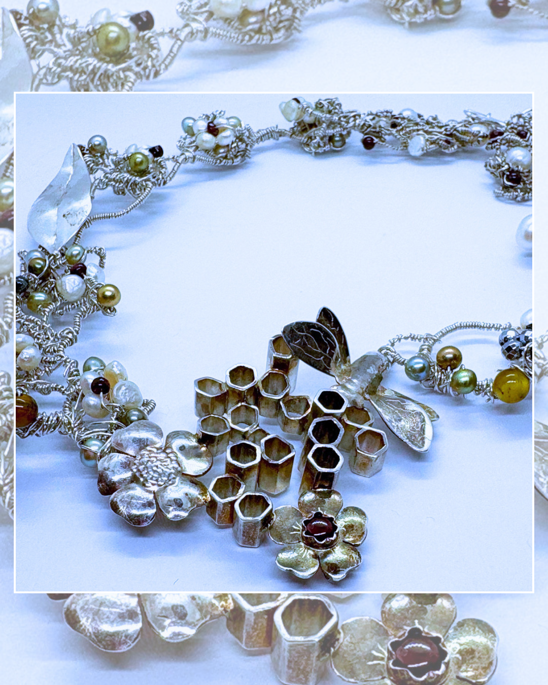 Beehives-One-Of-A-kind Silver Necklace