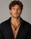 Men’s Sterling Silver Black Tourmaline Necklace