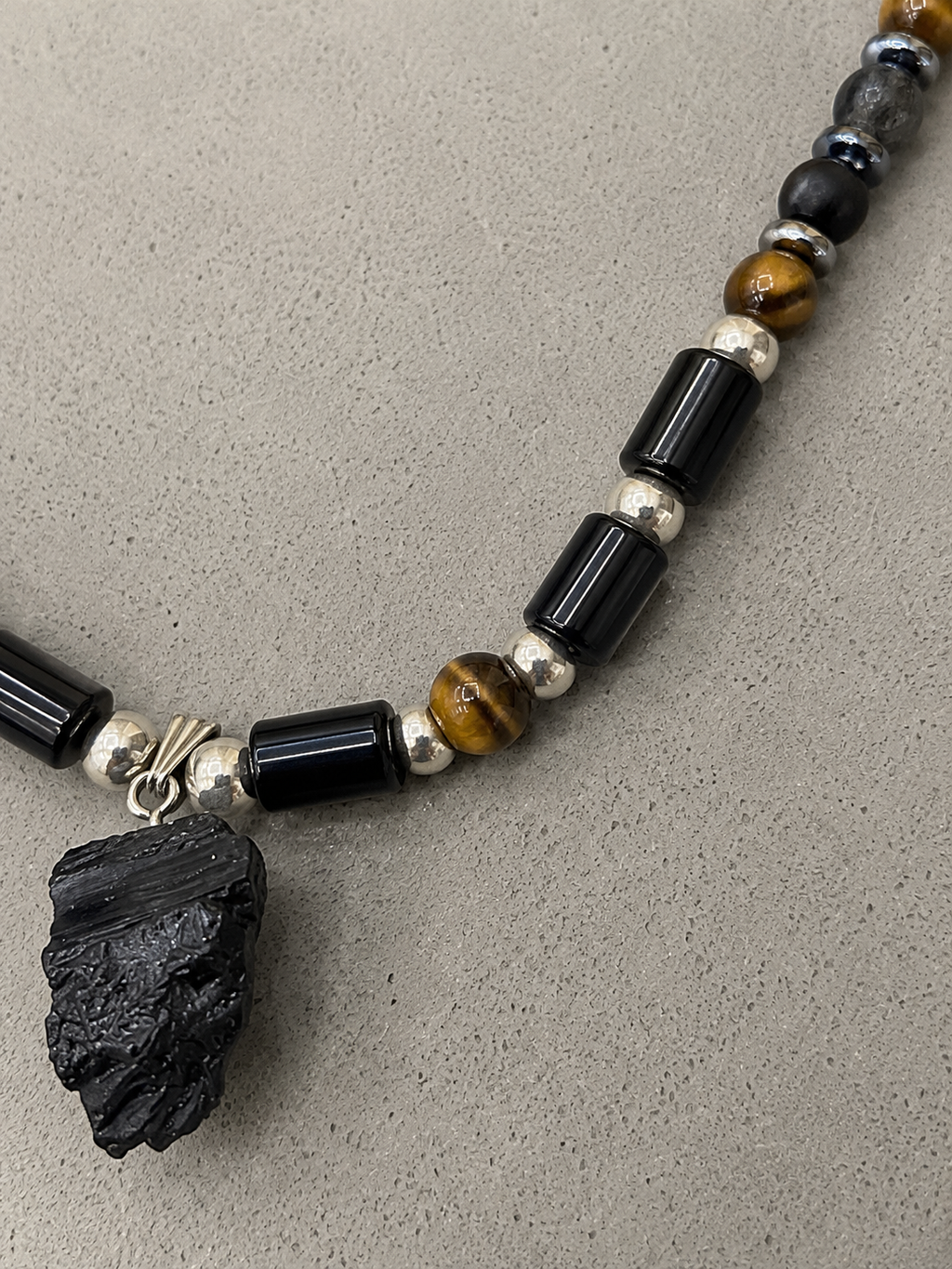 Men’s Sterling Silver Black Tourmaline Necklace