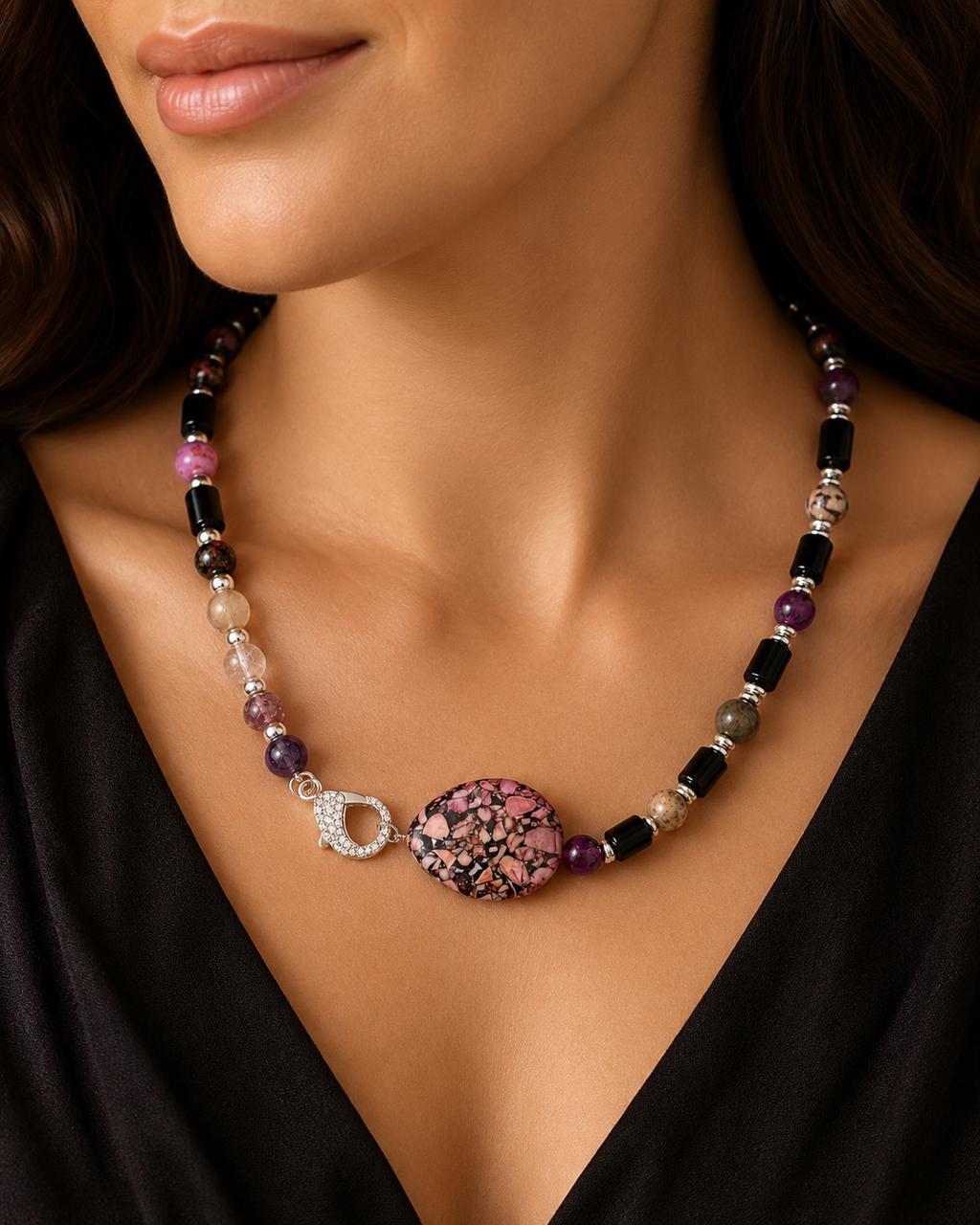 Pink Impression Jasper woman’s necklace