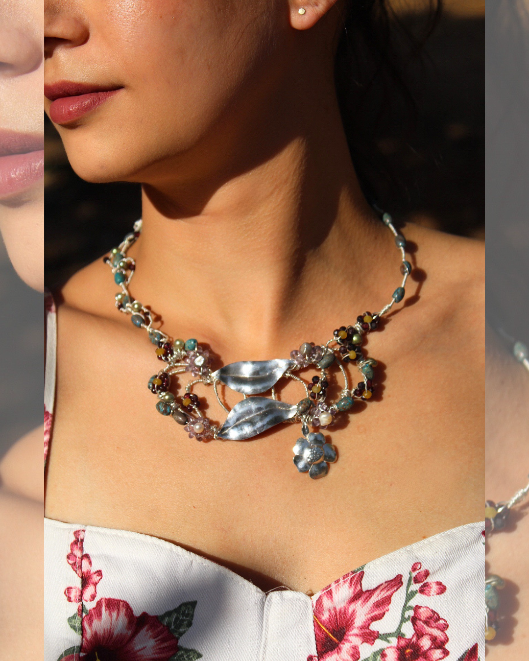 Autumn Leaves  One -Of-A-Kind Sculptural Sterling Silver Necklace