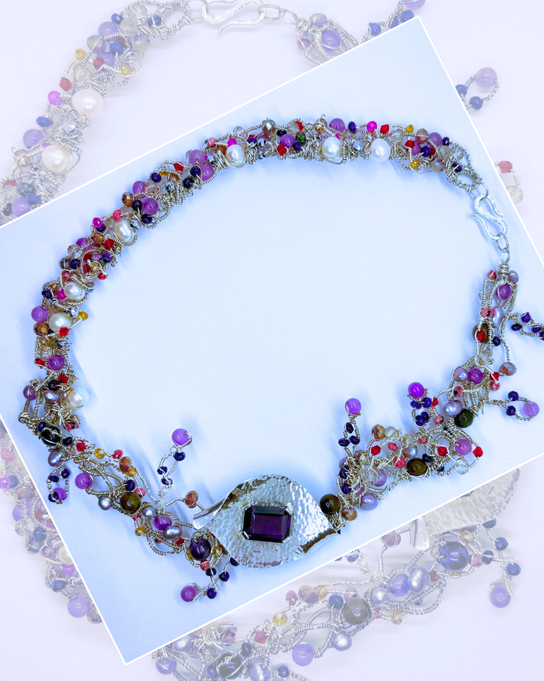 Spring Leaf ;One -Of-A-Kind Sculptural Sterling Silver Necklace