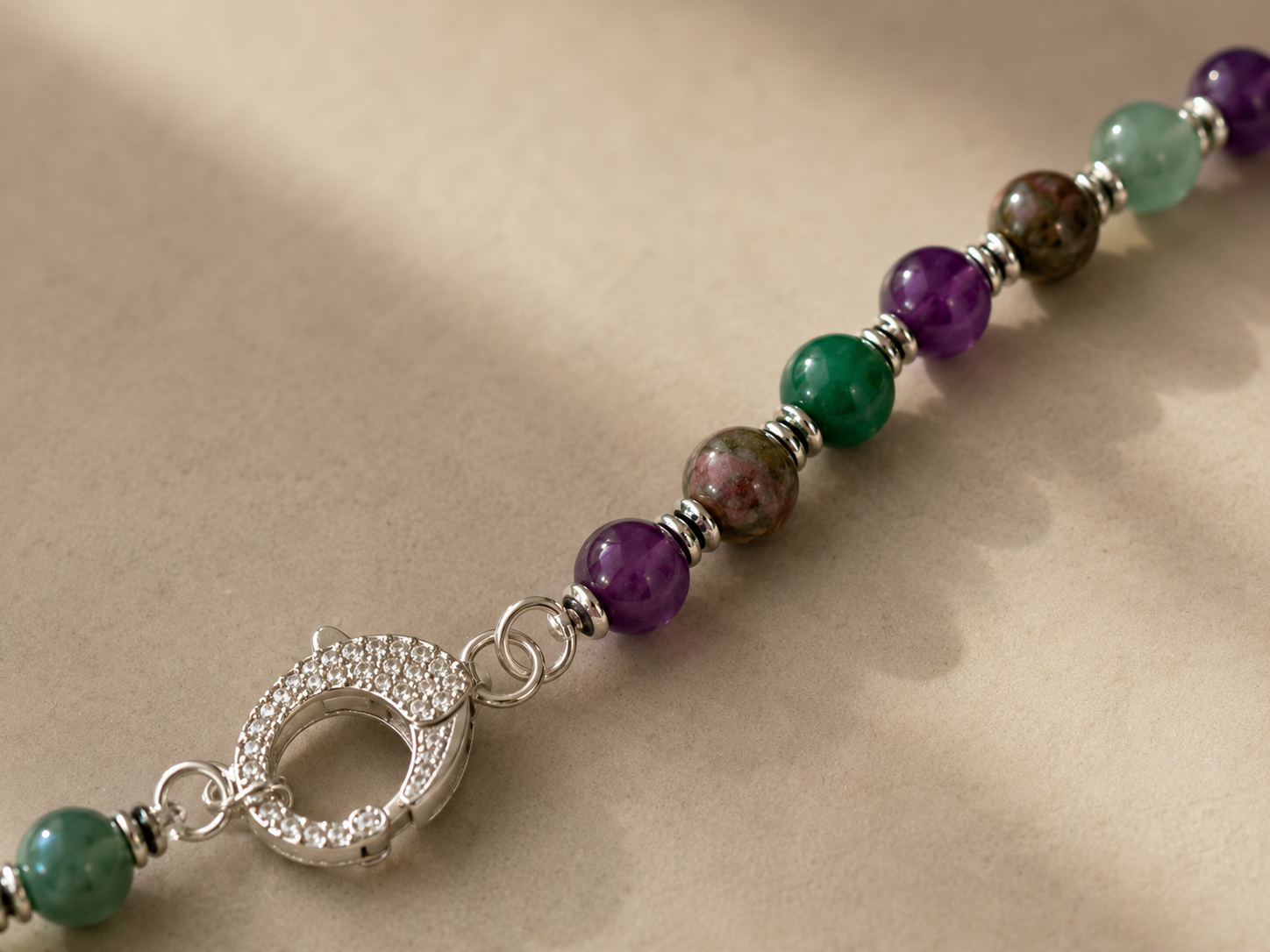 Genuine semiprecious stone and Sterling Silver woman’s necklace