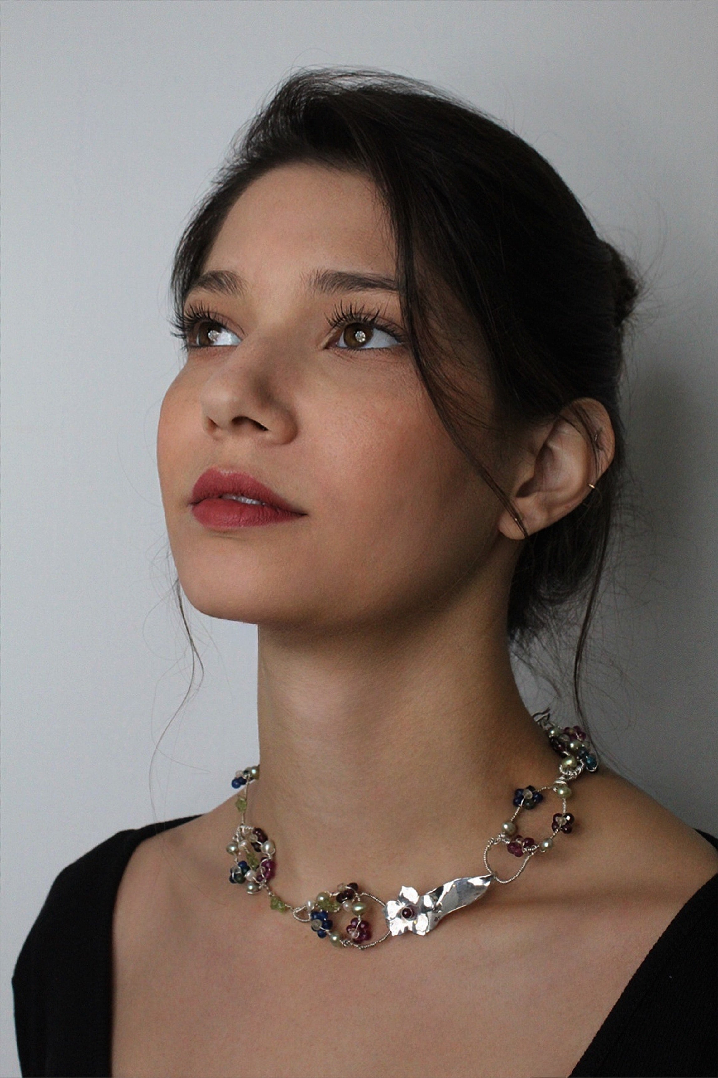 Flowery Circles- One-Of-A-Kind Sculptural Sterling Silver Necklace