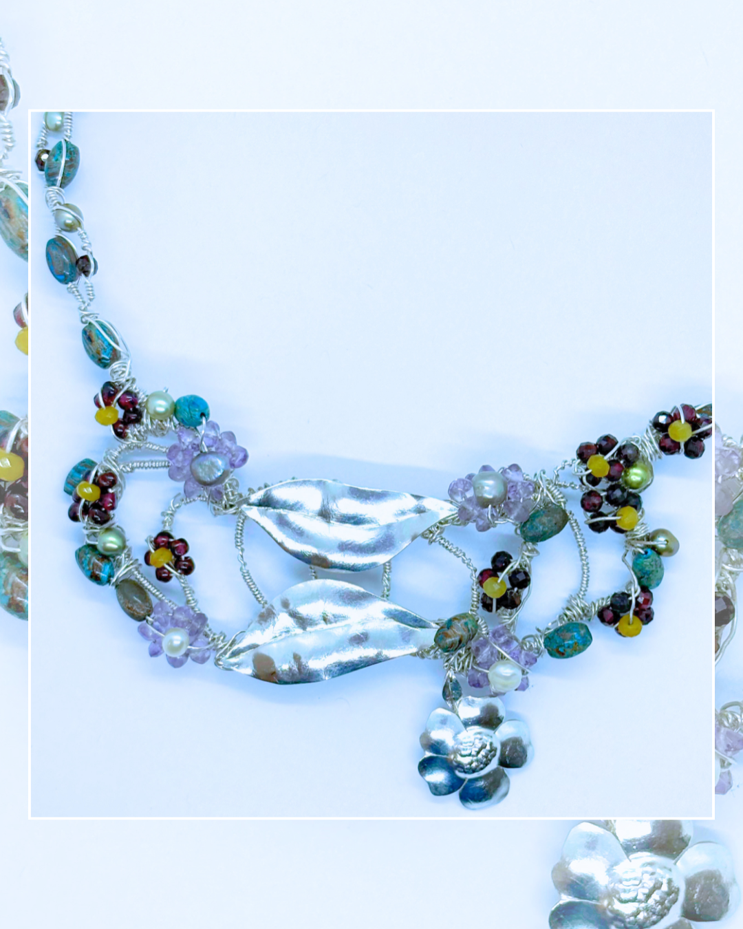 Autumn Leaves  One -Of-A-Kind Sculptural Sterling Silver Necklace